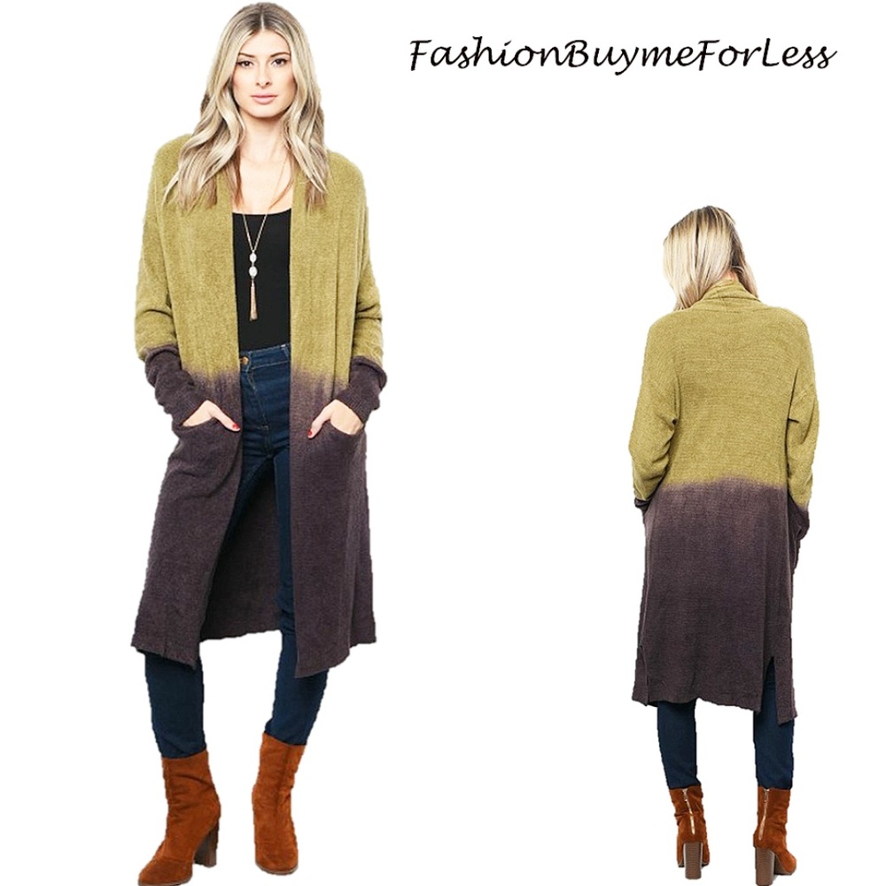 Haute Olive Maxi Duster Oversized Sweater Cardigan